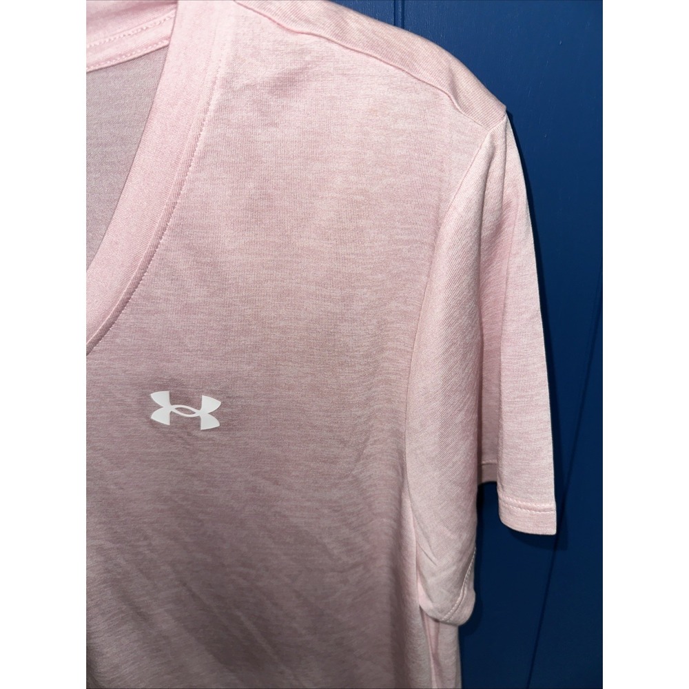 Under Armour Women Tech‎ V-neck Loose Short Sleeve T-shirt Moisture Wicking Pink - Picture 4 of 12